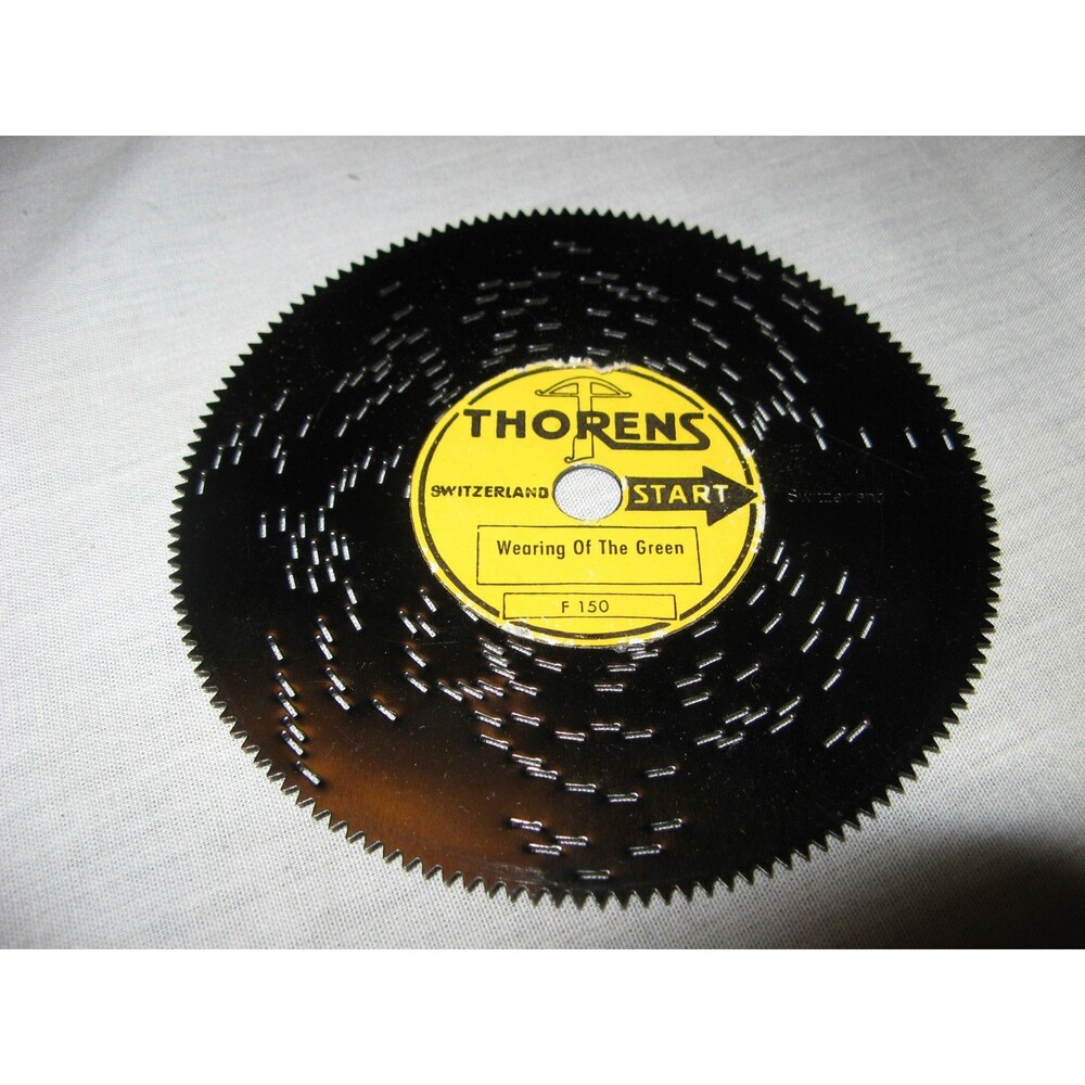 Thorens Switzerland Music Box 4.5" Metal Disc Wearing Of The Green F150